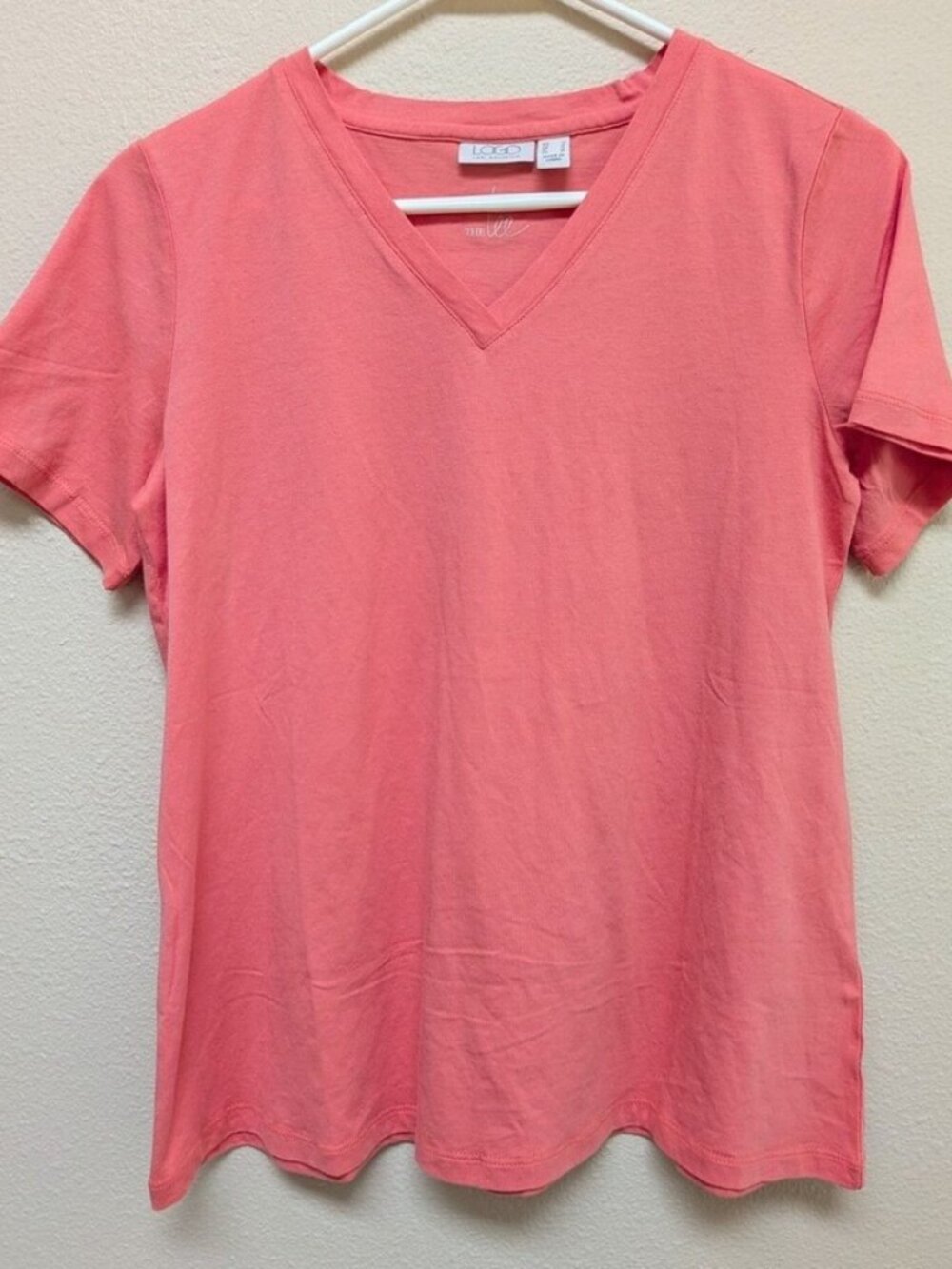 Womens S Pink V Neck Cotton Blend Knit Shirt